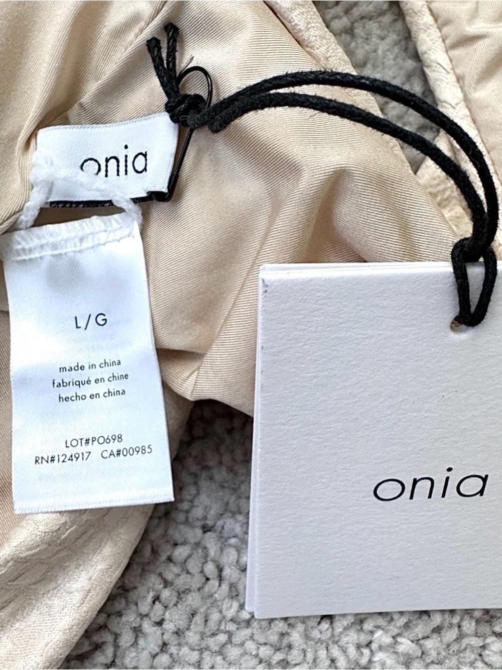 Onia One Piece Swimsuit Belted Croc Textured Sand Cream Size Large NWT - Picture 7 of 11